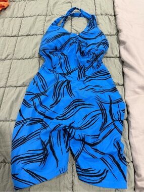 Lici Fit Blue Patterned Short One-Piece